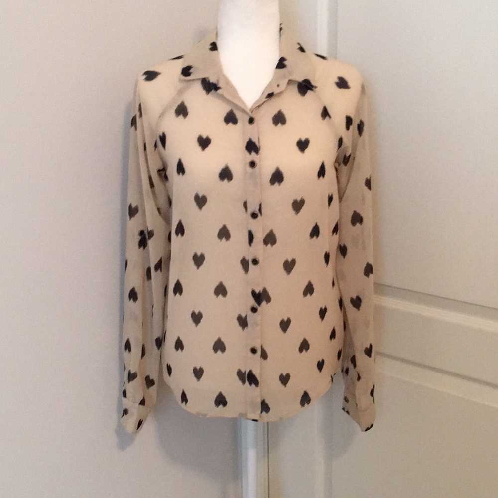 Fun & Flirt Hi Lo Sheer Heart Print Tunic